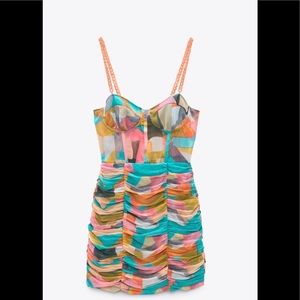 Multicolored Chain Strap Mini Dress